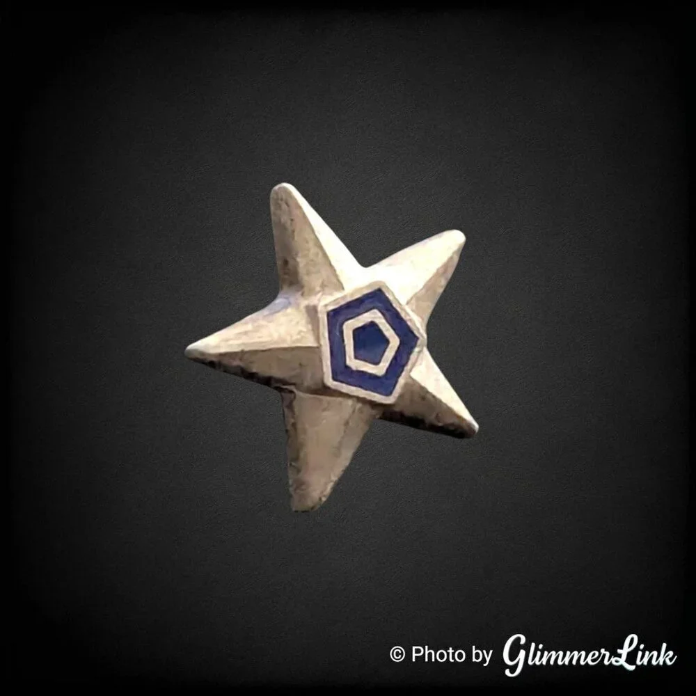 Vintage Tiny Blue Pentagon Star Sterling Silver Tack Pin